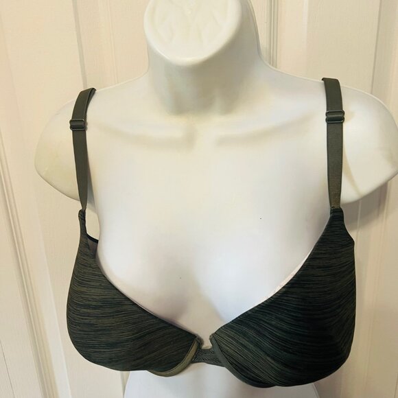 Victoria's Secret Uplift Semi/Demi Army Green/Black Mesh Size 38 DD Bra-Ajustabl - Picture 7 of 15